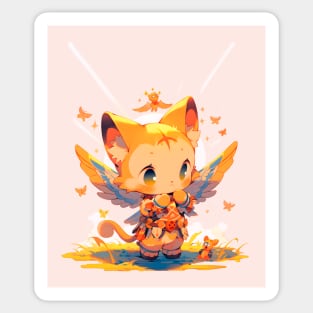 Yellow  cute yellow cat with wings Sticker